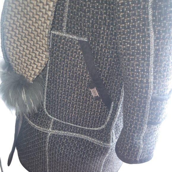 Vintage Epsilon Brown and Tan Button Up Wool Coat M - Picture 7 of 10